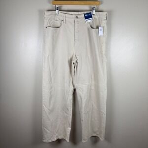 Old Navy Women's 16 Wide Leg Jeans Beige Extra High Rise NWT
